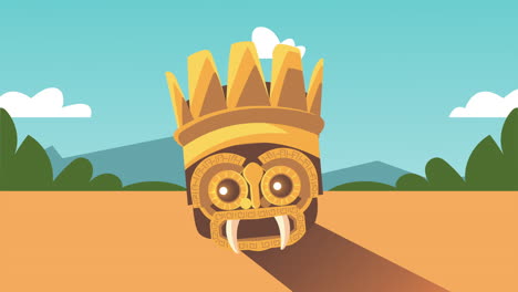 la cultura azteca la escena de la cabeza del ídolo la animación