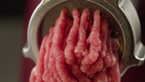 ground meat in a meat grinder