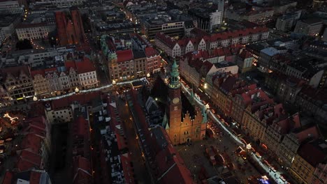 holiday spirit over wrocław's market square: drone views