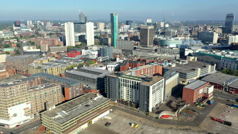 Una-Vista-Aérea-Del-Centro-De-La-Ciudad-De-Birmingham-En-Midlands,-Inglaterra