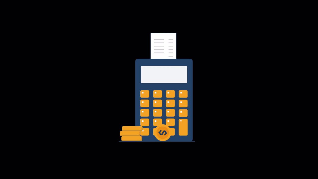 Animated Calculator with Receipt and Dollar Coins