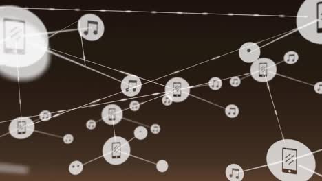 animation of network of connections with icons over black background