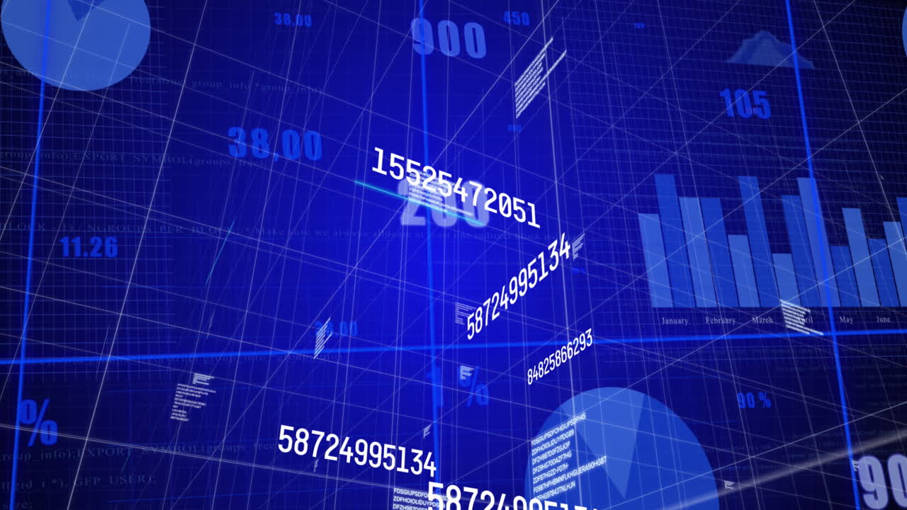 Animation of data processing on blue background