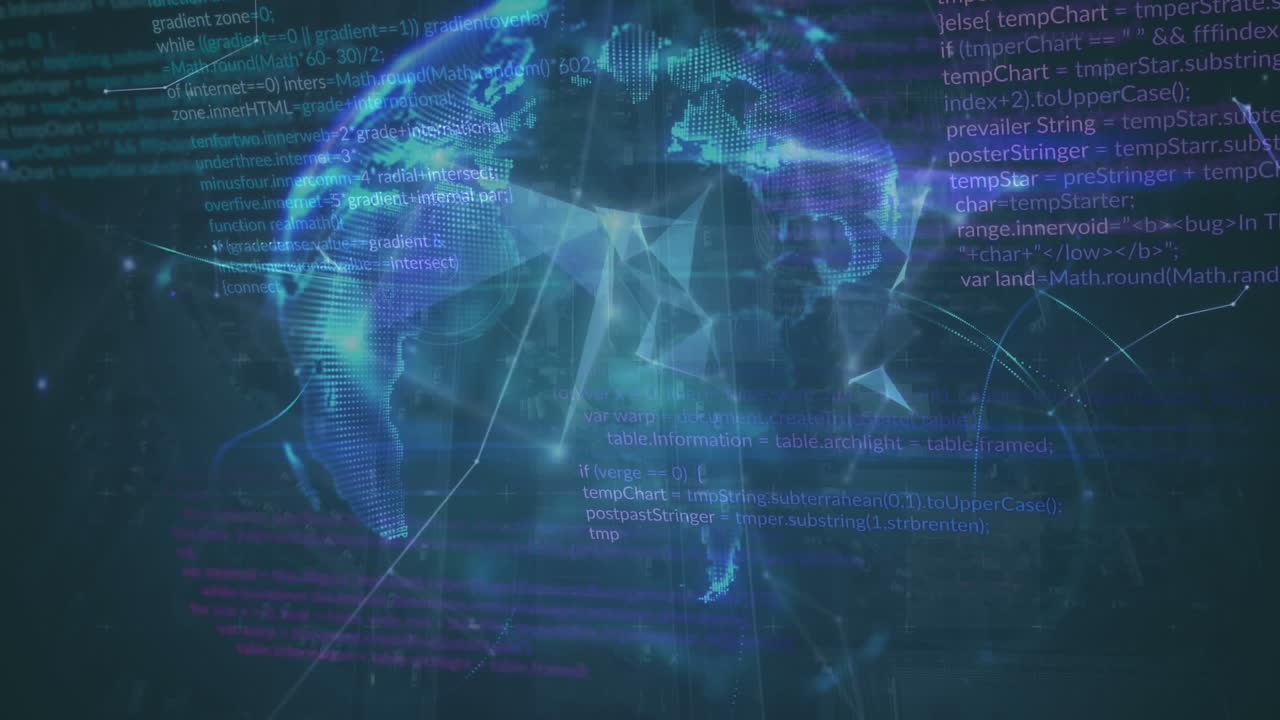 animación del globo de las redes de plexo y procesamiento de datos frente a la vista aérea del tráfico de la ciudad