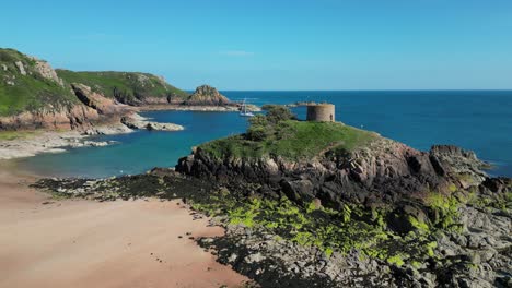 portelet beach jersey channel islands drone,aerial