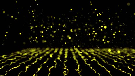 animation of particles keep falling and bounce. the color is yellow.