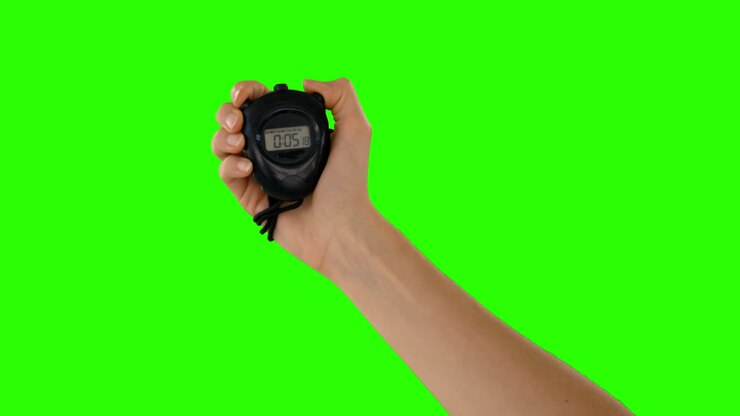 Hands holding a timer