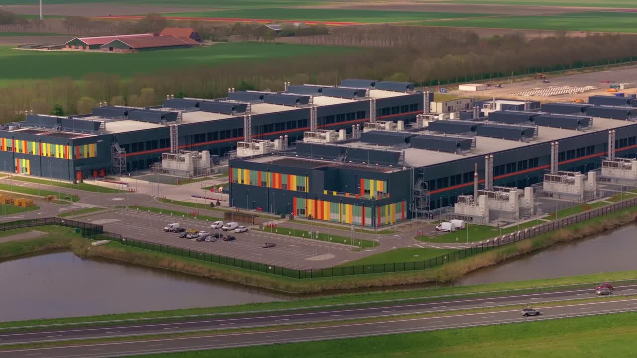 Highway runs past digital storage site in rural Netherlands