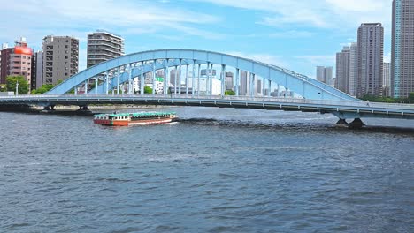 sumidagawa-river tokyo, pleasure boat, kiyosubashi-bridge,tsukuda area