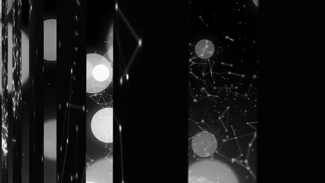 animación de puntos y formas sobre fondo negro