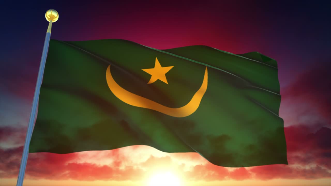 4k bandera muy detallada de mauritania en bucle