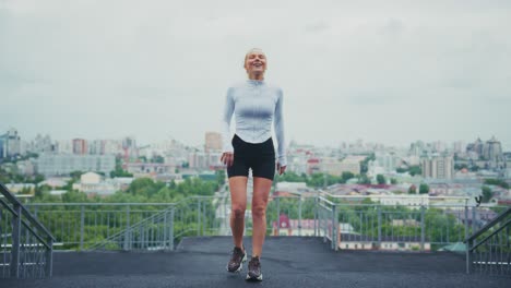 woman running in city