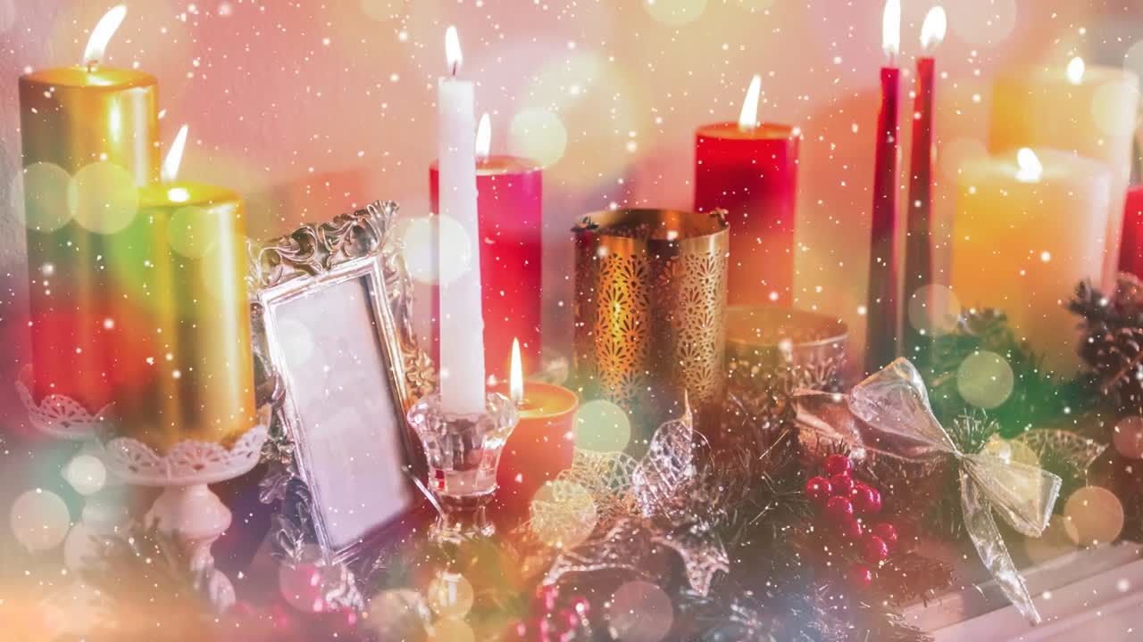 ⁇ 불과 크리스마스 장식과 함께 내리는 눈