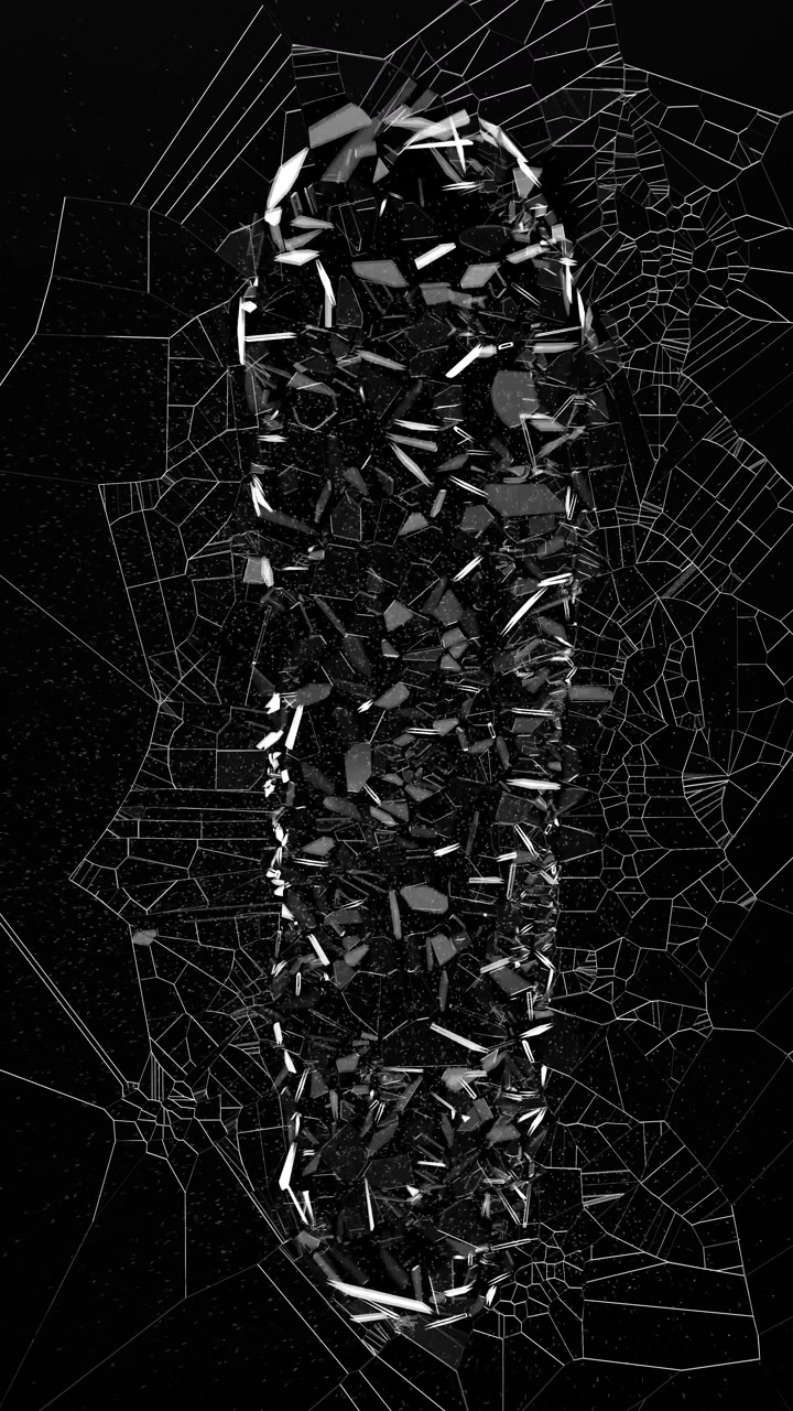 Grafica in movimento di vetro che si frantuma su sfondo trasparente, elemento di design per video
