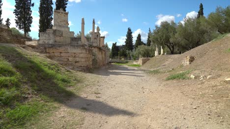 numerous funerary sculptures erected along the sacred way, a road from athens to eleusis