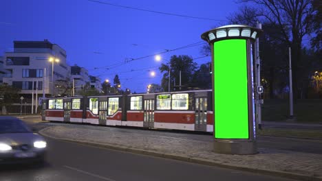 green screen billboard on night city road