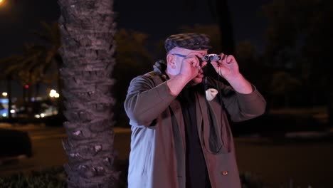 hilarious detective with pipe use binoculars for surveillance suspect