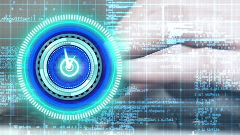 animación del escaneo del alcance con reloj sobre el procesamiento digital de datos