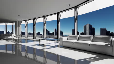 modern high-rise office interior with city view