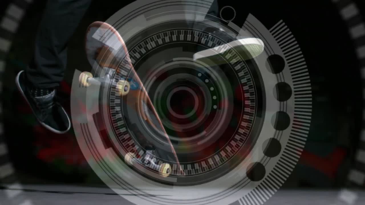 girando el alcance de la exploración con la sección baja hombre haciendo patineta