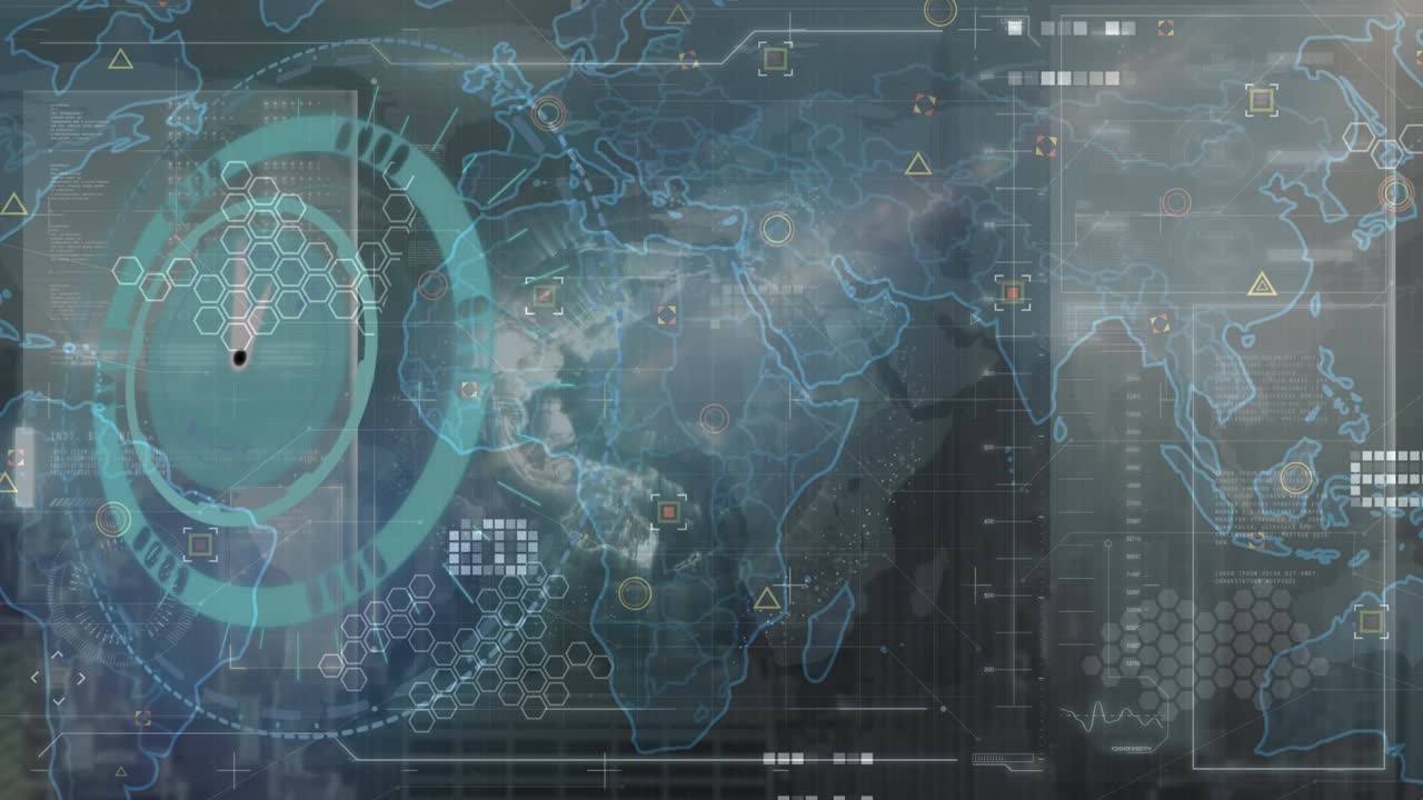 Animation of clock over data processing and world map