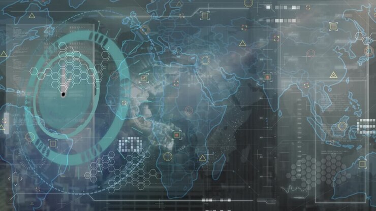 Animation of clock over data processing and world map