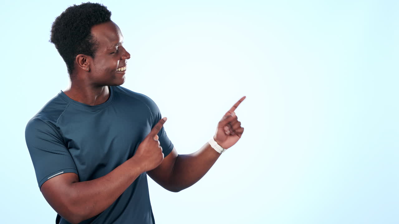 Workout studio, happy black man
