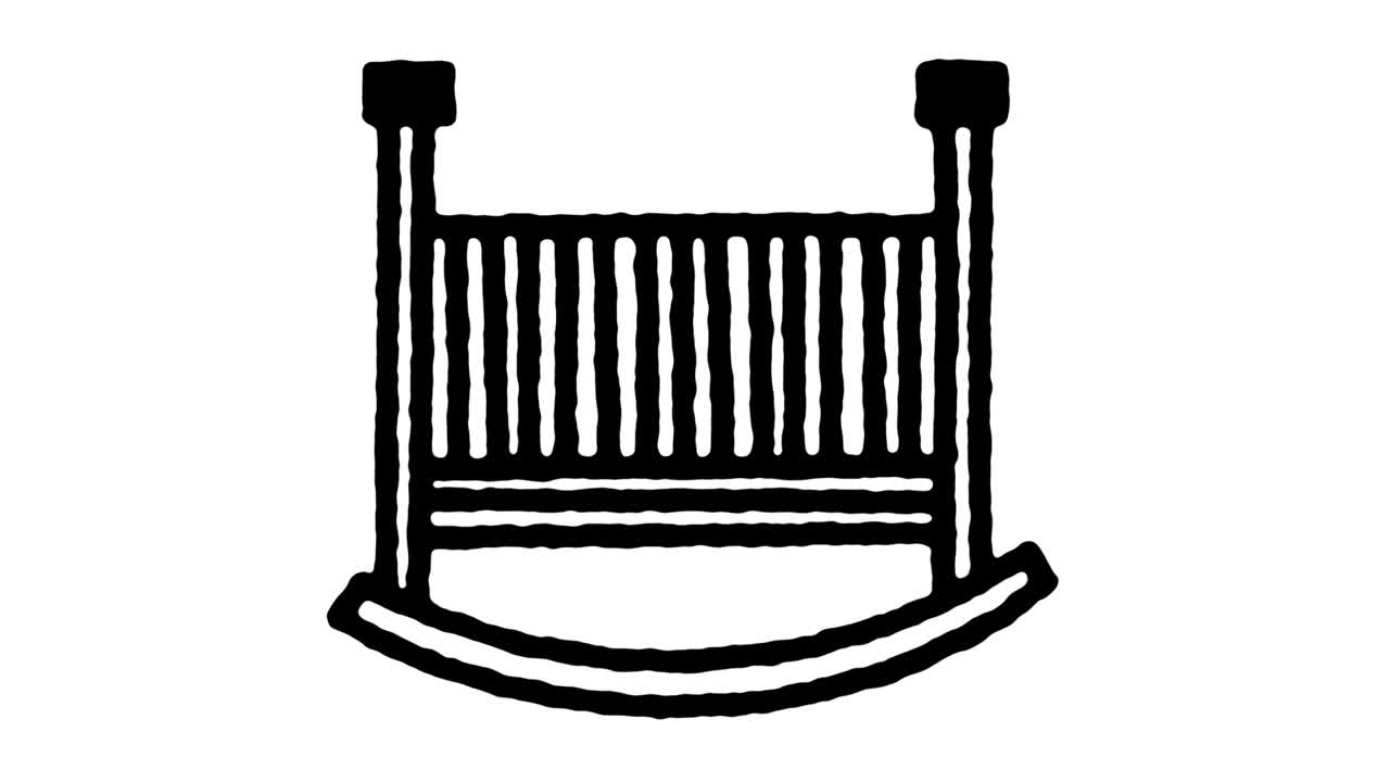 animación del icono de la línea de garabateo de la cuna de balanceo