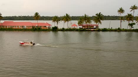 Fischfarmtourismus,-Vembanad-See,-Abendaufnahme,-Chinesisches-Fischernetz