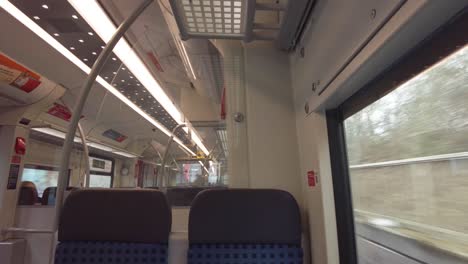 pov shot of empty subway at window seat