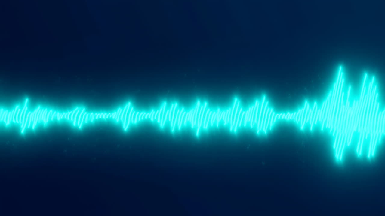 Neon Blue Audio Waveform Pulsating on Dark Background