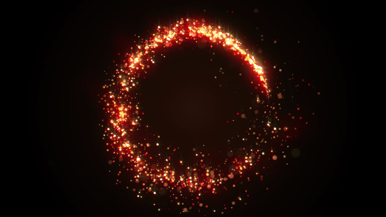 círculo de brillo dorado con luz brillante. anillo de partículas de oro de navidad