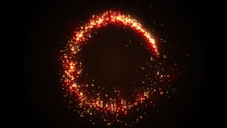 círculo de brillo dorado con luz brillante. anillo de partículas de oro de navidad