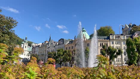 cityscape with fountain and architecture