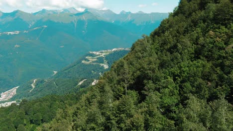 mountain scenery with forest and village