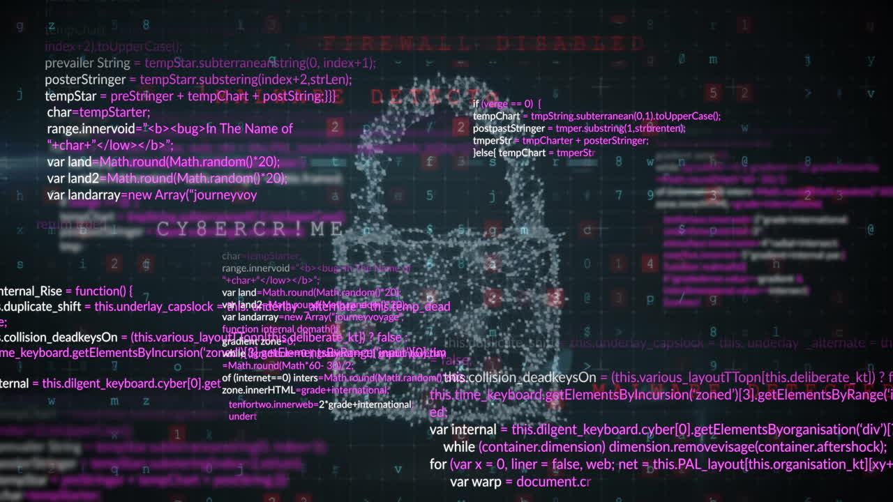 Animation of data processing and cloud, padlock and shield on black background