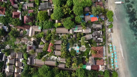 Aerial-shot-of-a-resort-with-beachfront