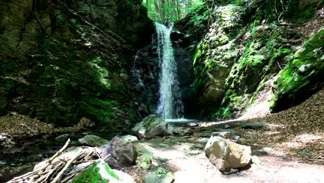 waterfall in tropical paradise, steadicam shot