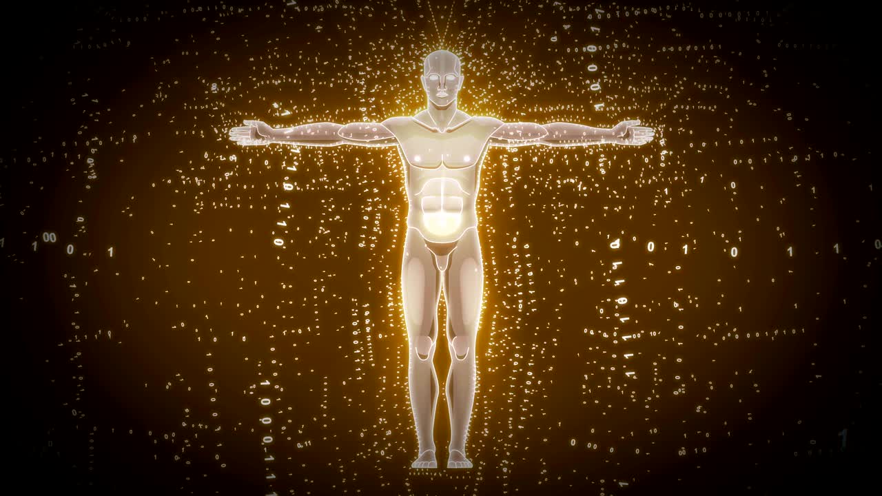 デジタル・ヒューマン・アブストラクト・アニメーション (monochrome yellow abstract animation)