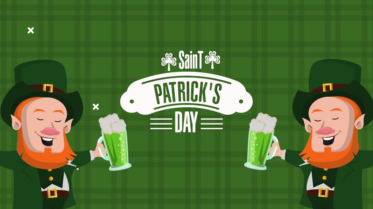 felice giorno di san patrizio lettere con leprechaun bere birra