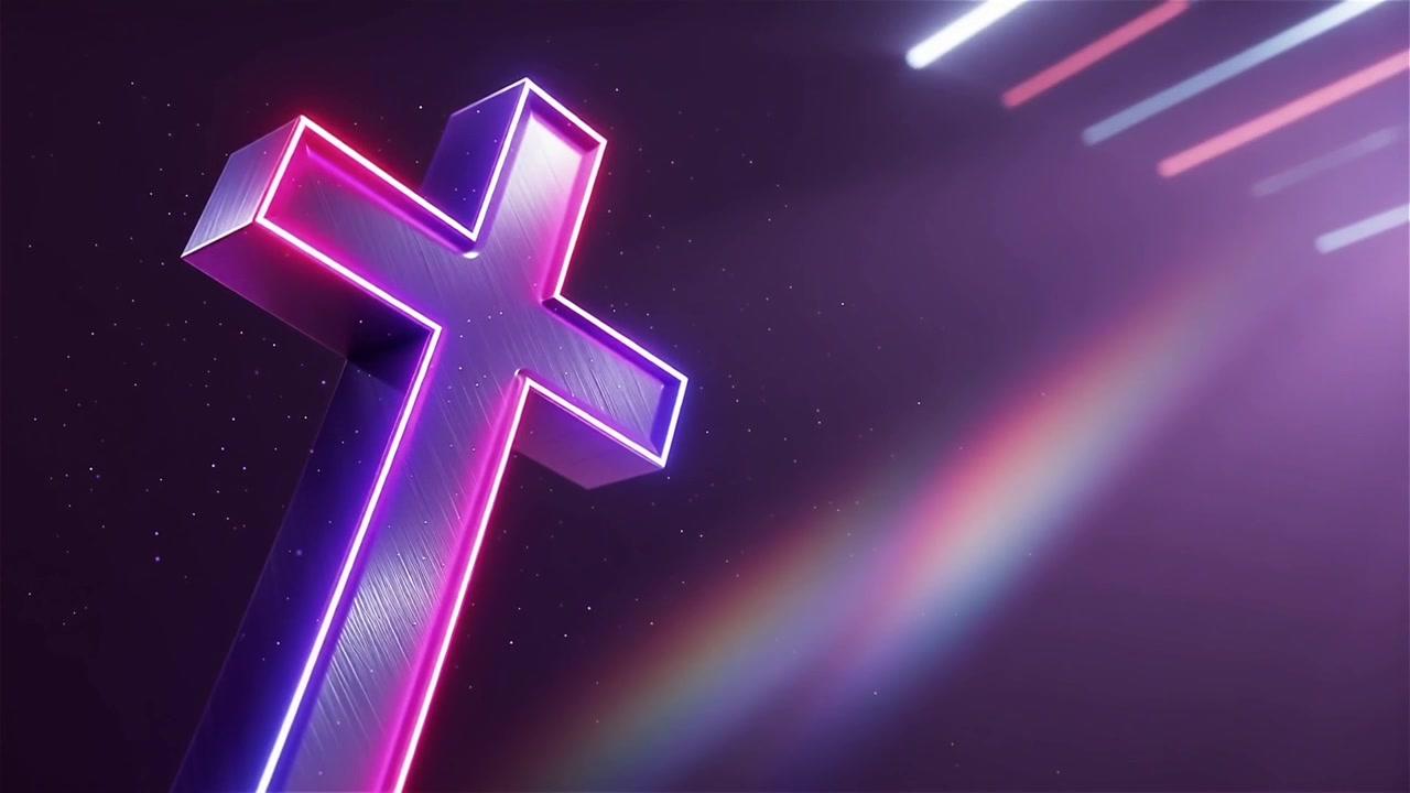 Cruz Cristiana con Luz Celestial, Fondo para Adoración.