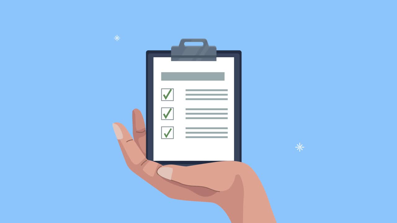 hand with checklist clipboard animation