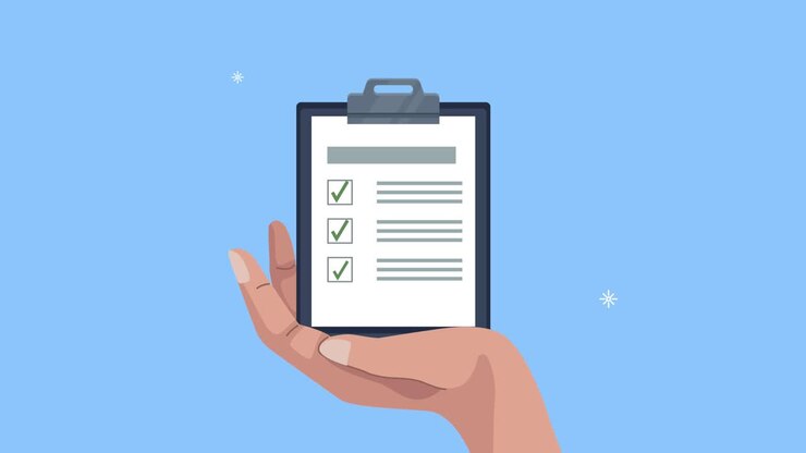 hand with checklist clipboard animation