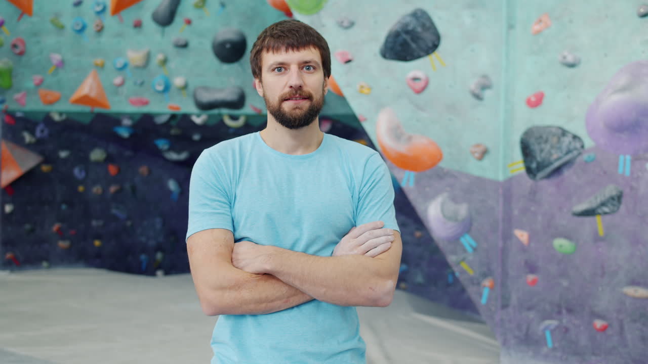Man in an indoor climbing gym