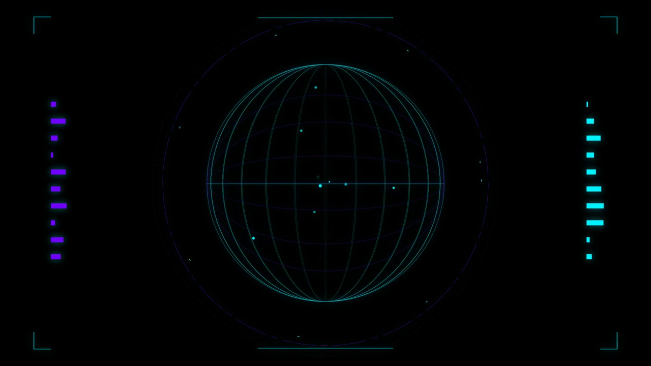 Futuristic Digital Radar Interface with Rotating Globe