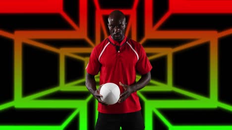 animación de un jugador de fútbol americano afroamericano con formas de pelota