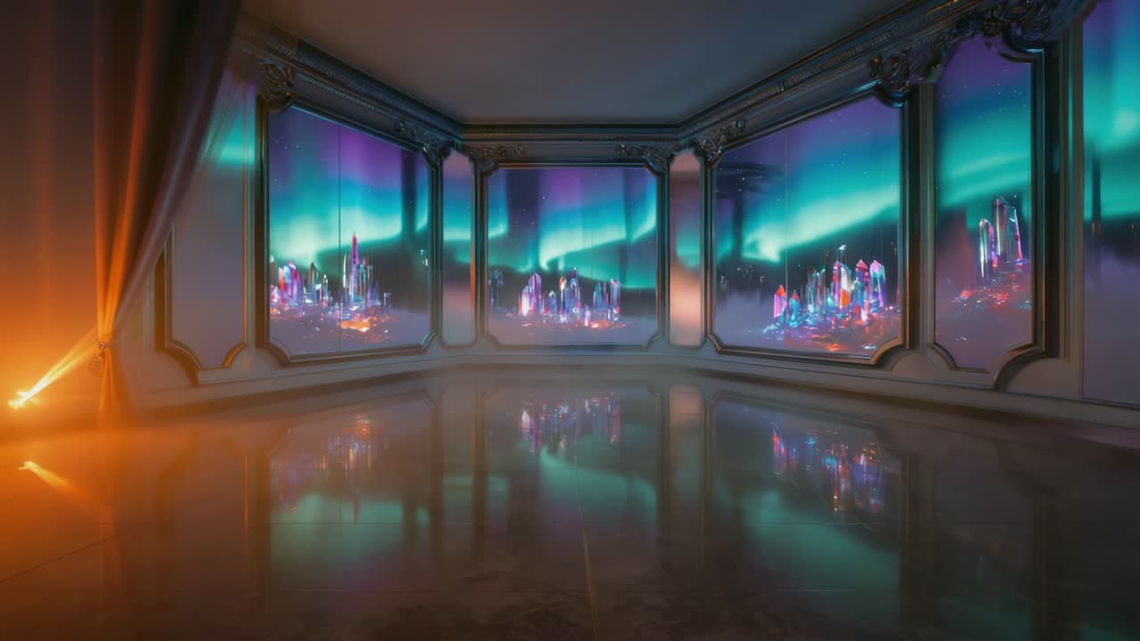 Interior with Northern Lights and Crystals