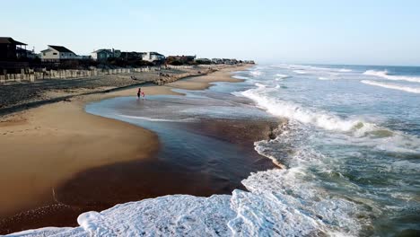 Aerial-of-Surf-along-Nags-Head-NC,-Nags-Head-North-Carolina