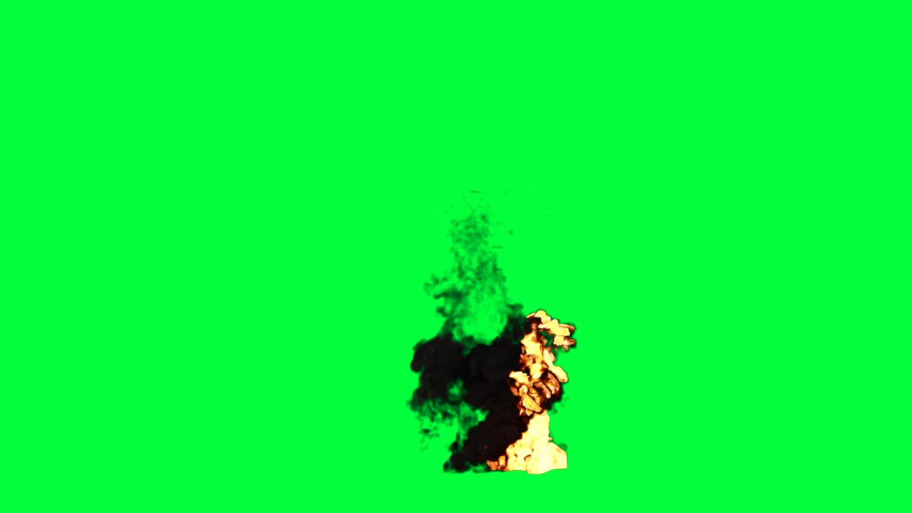 animación de fuego y humo en pantalla verde