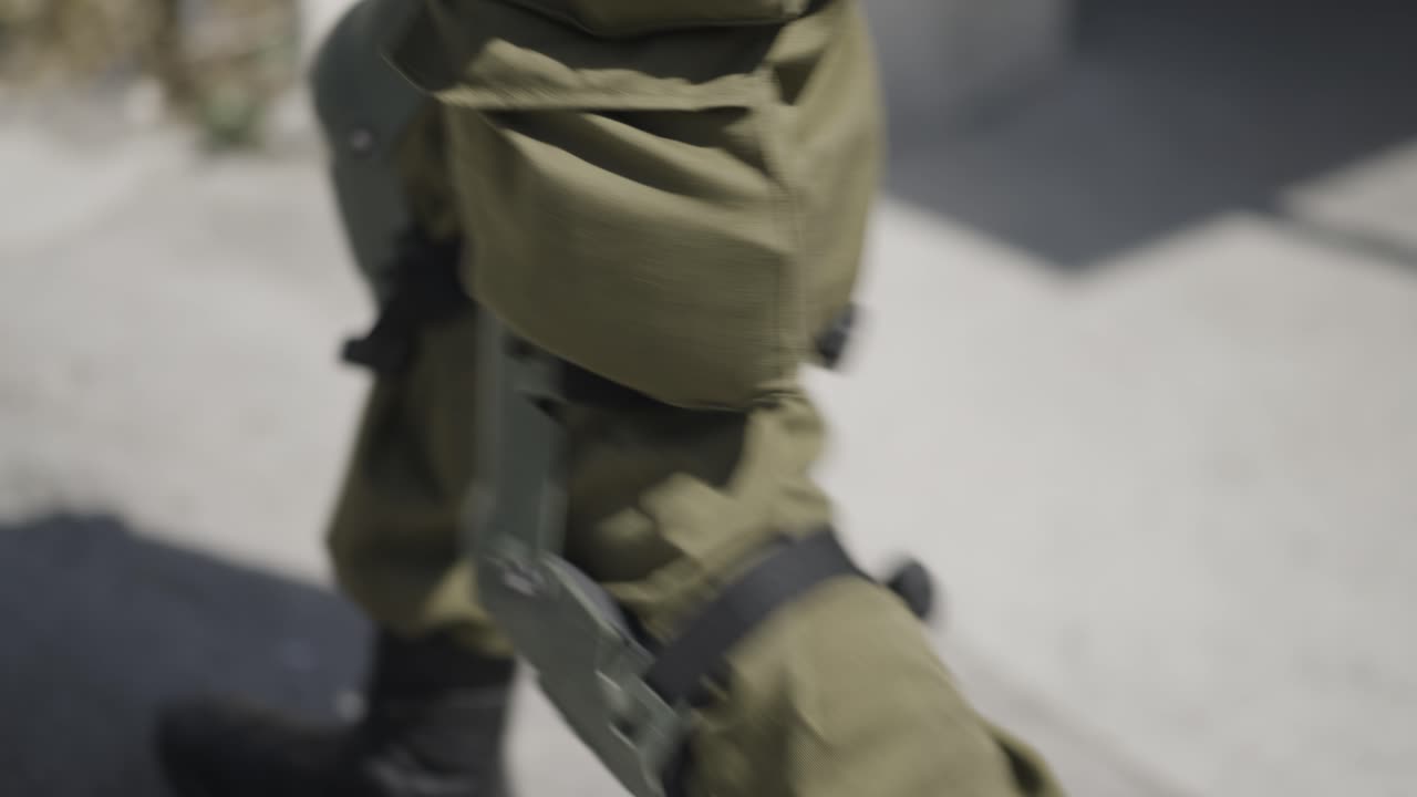 Israeli soldier's footsteps during IDF military operation in Golan Heights